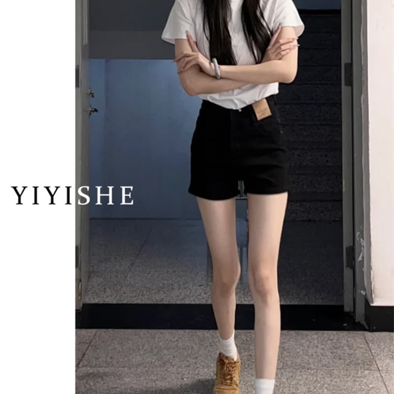 2025 여름 새로운 아메리칸 레트로 청바지 여성 하이웨이스트 슬림해 보이는 핫걸 한 마디 핫 바지 작은 키 타이트 스커트 바지 이미지 5