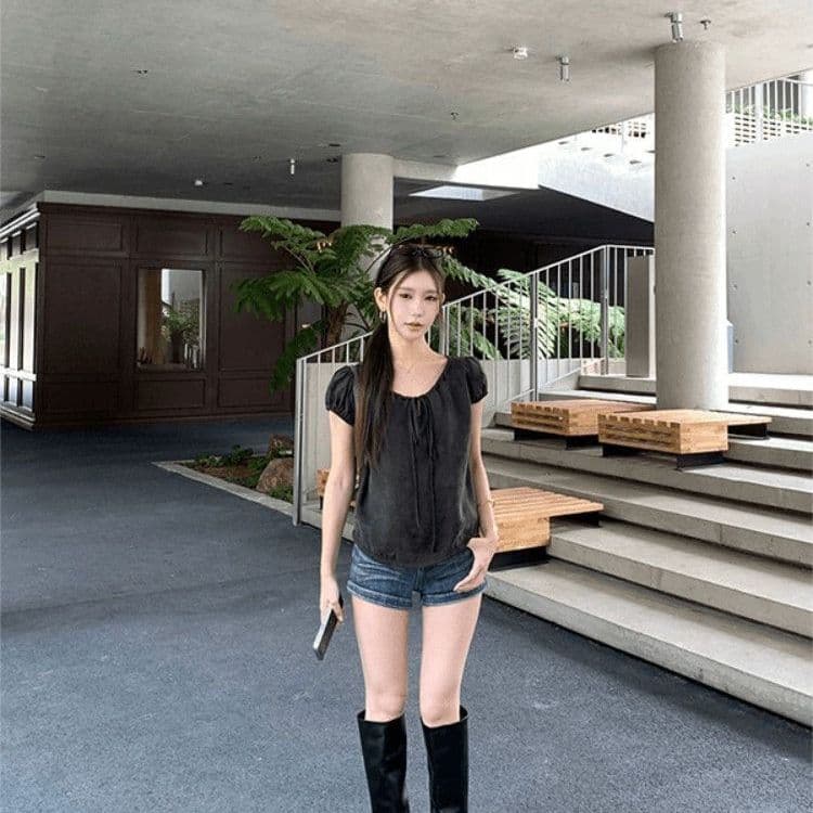 2026 여름 새로운 다용도 작은 키 슬림해 보이는 스트레이트 넓은 다리 뜨거운 바지 레트로 핫걸 데님 반바지 여성 이미지 2