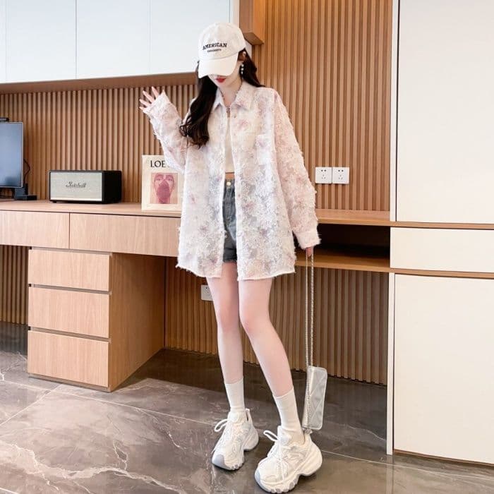 실사 원본 원단 솜씨 봄 여름 새로운 긴팔 자외선 차단 셔츠 새로운 패션 루즈핏 외출용 외국 가스 맨위 상세 이미지 2