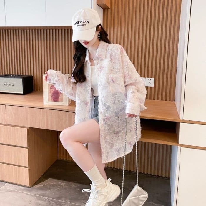 실사 원본 원단 솜씨 봄 여름 새로운 긴팔 자외선 차단 셔츠 새로운 패션 루즈핏 외출용 외국 가스 맨위 상세 이미지 4