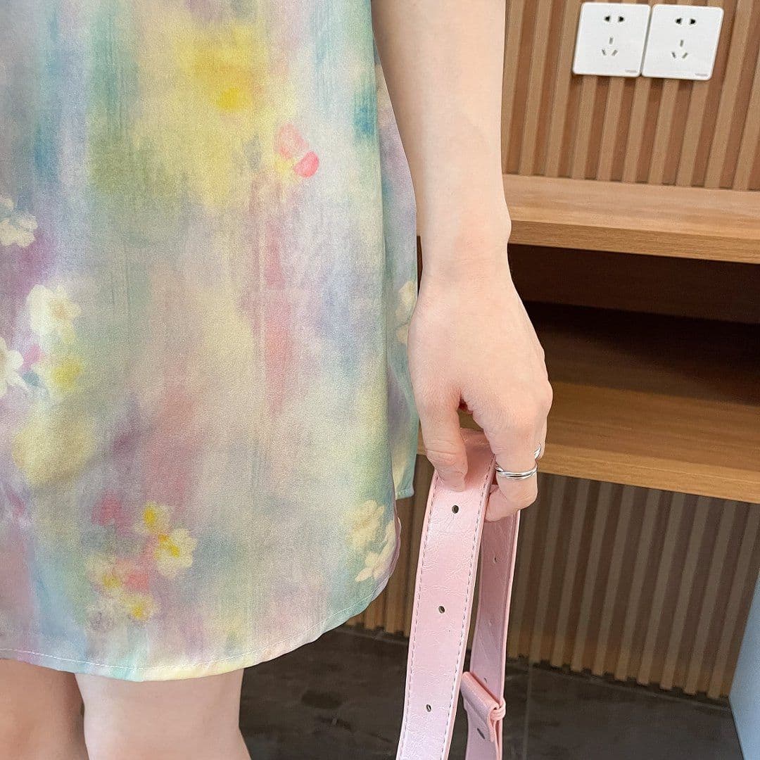 실사 원본 솜씨 여름 일본식 레트로 느긋한 바람 헤일로 염색 그라데이션 디자인 센스 반팔 셔츠 맨위 여성 상세 이미지 7