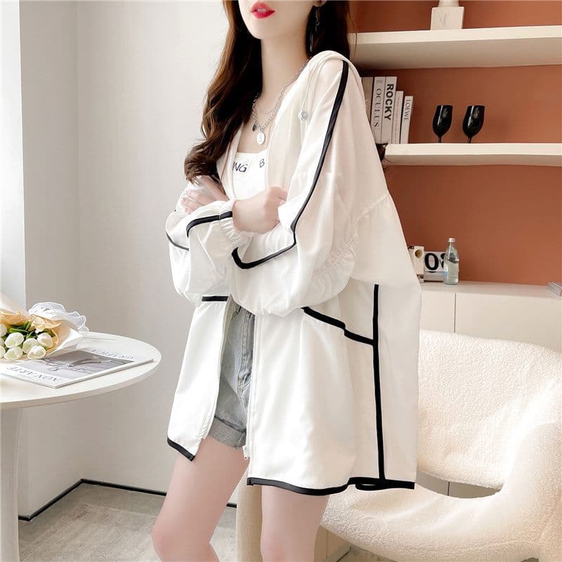 원본 원단 통기성 자외선 차단 의류 여성 여름 새로운 루즈핏 디자인 센스 얇은 스타일 자외선 차단 복 여성 코트