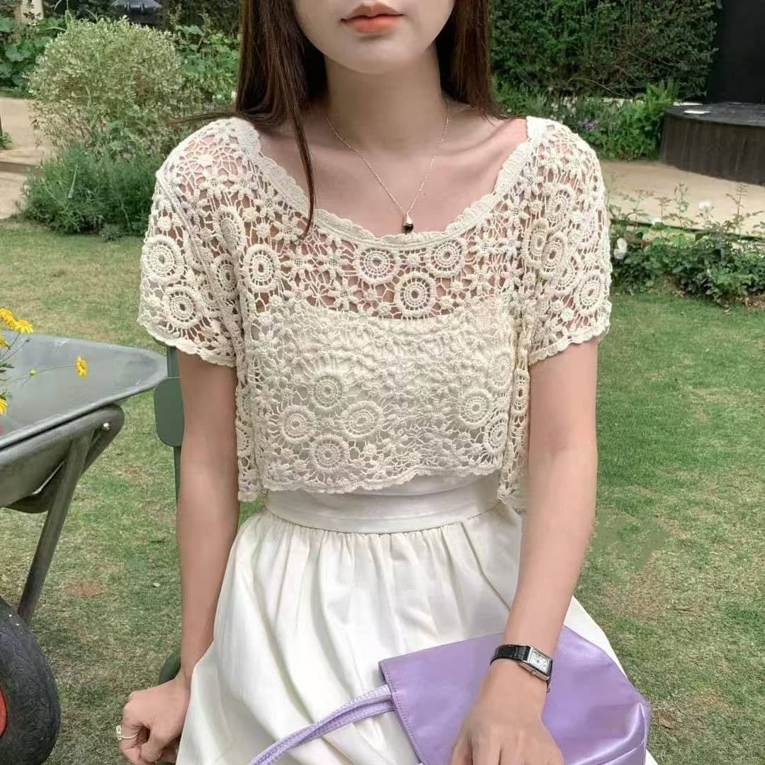 2026 새로운 레이스 자외선 차단 숄 망토 경기 치마 치파오 망토 인터넷 적외선 가져 가라. 오픈 가디건 여성 짧은 외투