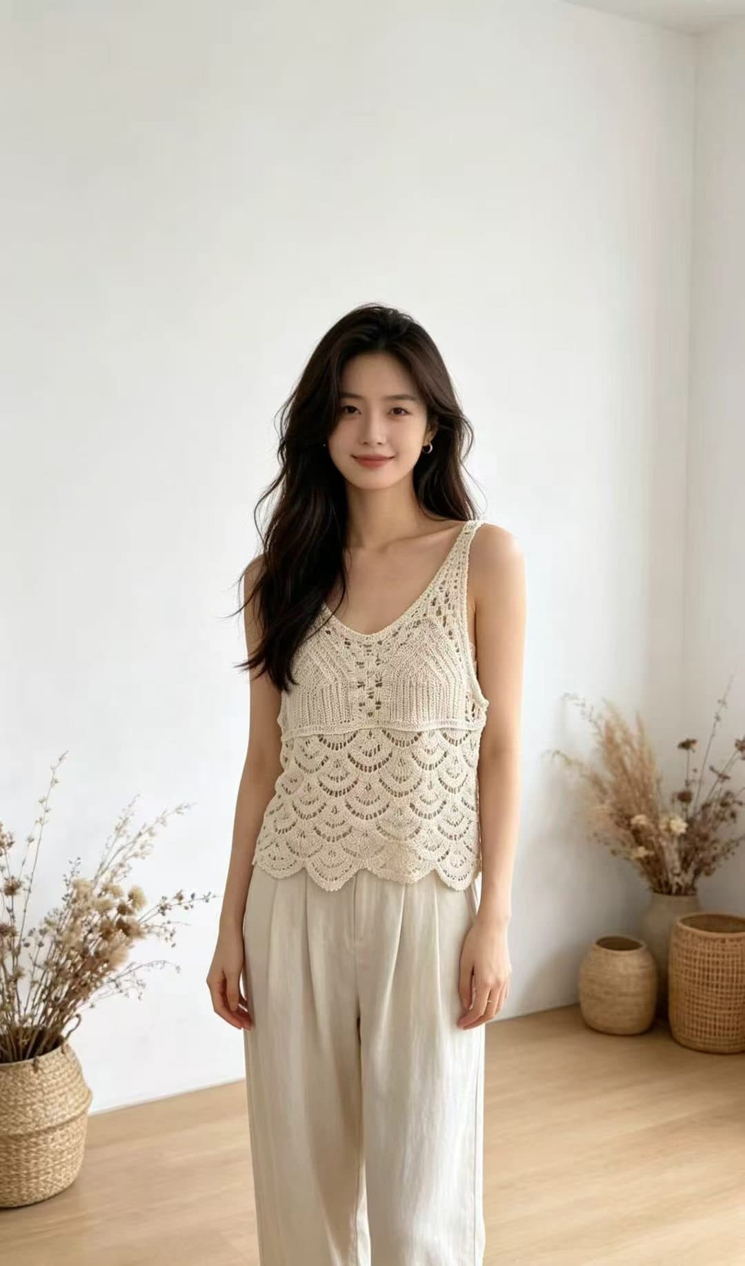2026 여름 새로운 레트로 민소매 니트 조끼 작은 대중 홀로우 아웃 디자인 쇼트 스타일 외부 가져 가라. 작은 조끼 이미지 2