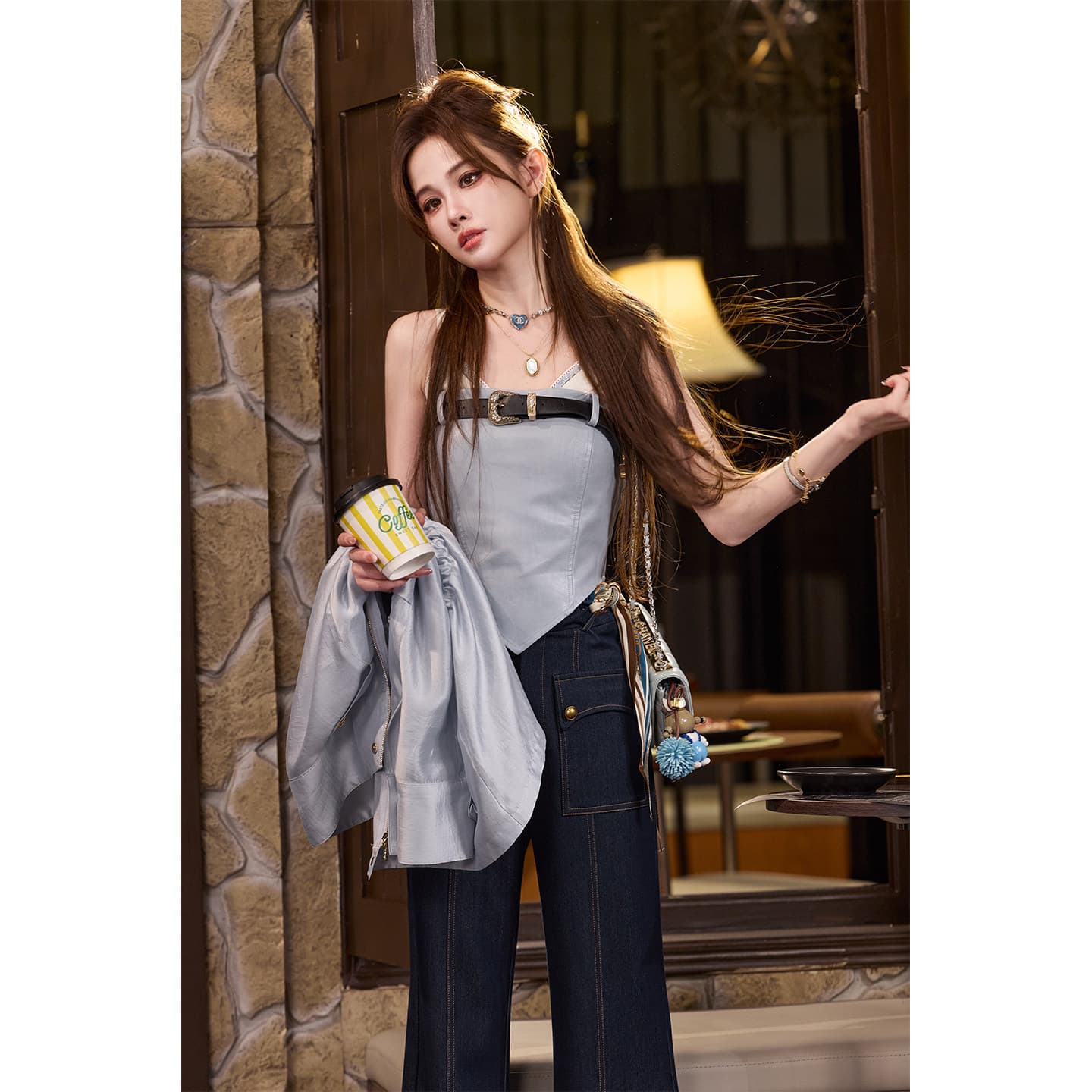 삼키기 tunt 봄 여름 지점 자르다 당겨서 달콤한 차가운 균형 수술 레트로 pu 가죽 스티칭 레이스 튜브탑 슬립 상세 이미지 6