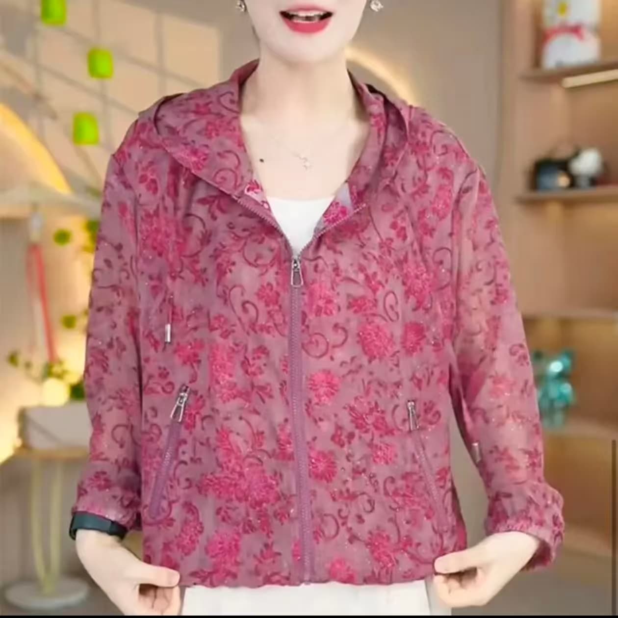 재고 있음 2026 년 가을 의상 새로운 국방 사이 덜 에어컨 셔츠 프린트 맨위 와이드 엄마 외국 가스 여성 의류 다용도 작은 셔츠 이미지 2
