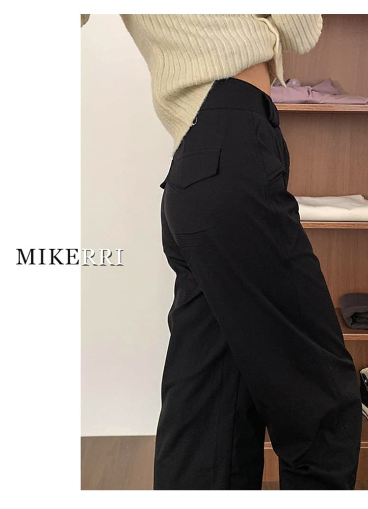 두 종류 바지 길다 검정색 캐주얼 정장 바지 여성 하이웨이스트 여름 새로운 하이웨이스트 도루 센스 루즈핏 슬림해 보이는 와이드 레그 팬츠 상세 이미지 11