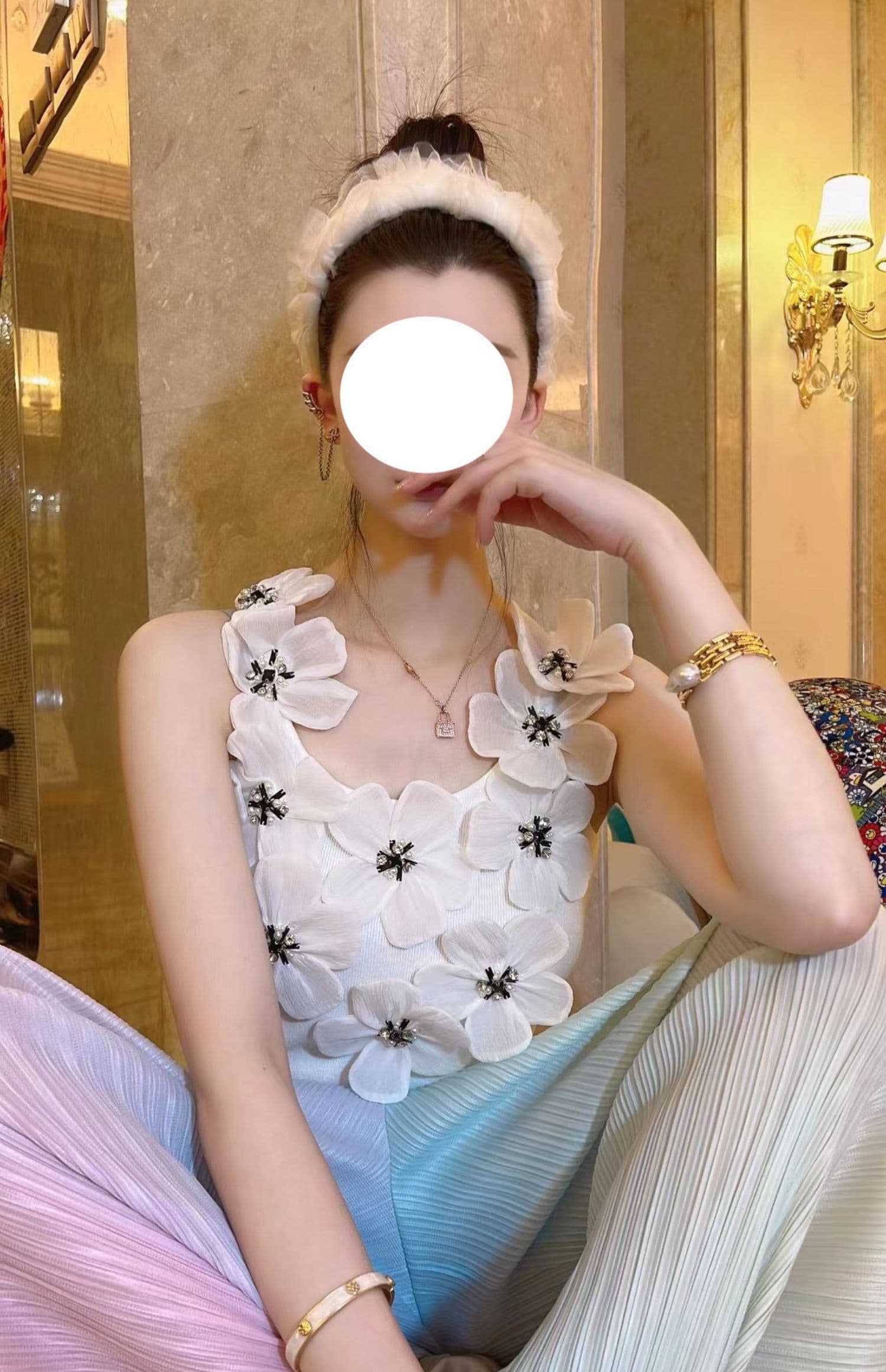 도루 센스 얼음 실크 얇은 스타일 주름 홀치기 염색 와이드 레깅스 바지 여름 하이웨이스트 도루 센스 바닥 청소 차가운 바지 루즈핏 슬림해 보이는 바지 상세 이미지 4