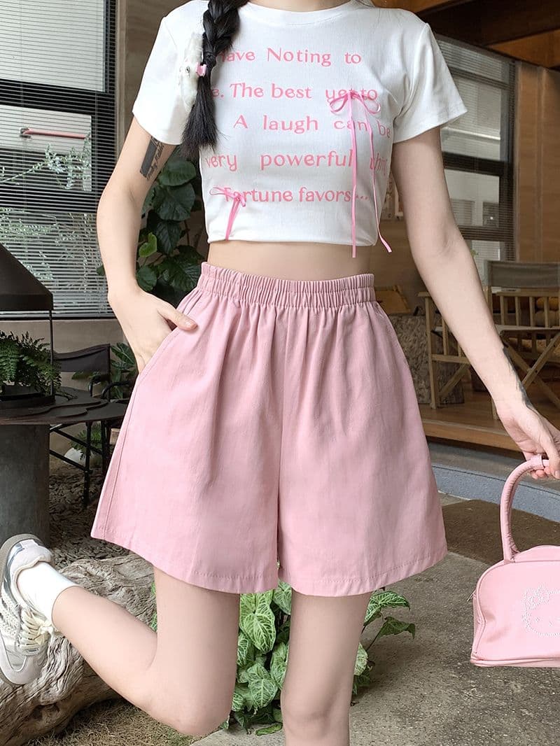 반바지 여성 단색 워크웨어 캐주얼 3 점 바지 여름 얇은 스타일 다용도 루즈핏 와이드 레그 팬츠 몸매 가꾸기 슬림해 보이는 바지 트렌디 상세 이미지 6