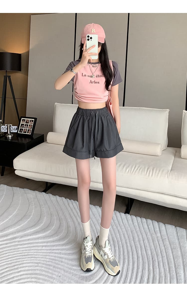 한국 동대문 밴딩 하이웨이스트 펌프 로프 카키 색 캐주얼 좁은 에디션 넓은 다리가 짧다. 바지 여성 루즈핏 캐주얼 바지 상세 이미지 17