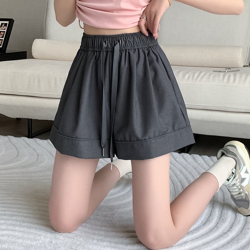 한국 동대문 밴딩 하이웨이스트 펌프 로프 카키 색 캐주얼 좁은 에디션 넓은 다리가 짧다. 바지 여성 루즈핏 캐주얼 바지 상세 이미지 32