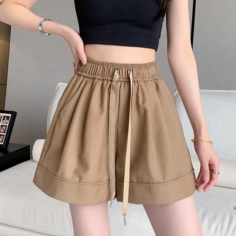 한국 동대문 밴딩 하이웨이스트 펌프 로프 카키 색 캐주얼 좁은 에디션 넓은 다리가 짧다. 바지 여성 루즈핏 캐주얼 바지 상세 이미지 33