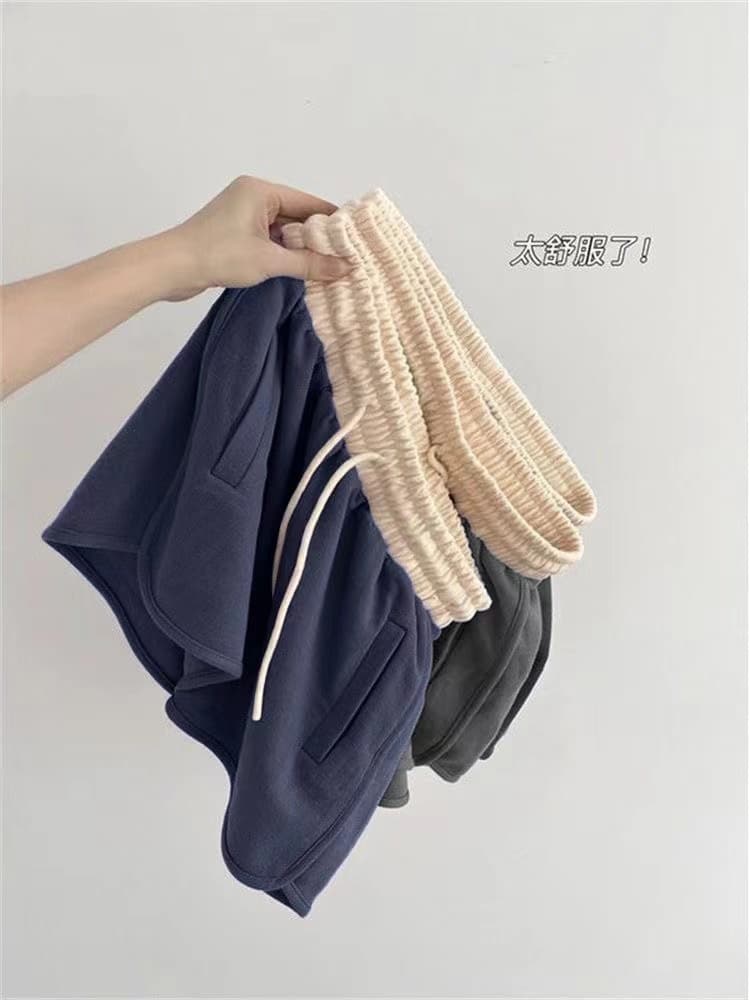 높은 품질 사선 무늬 슈퍼 화재 루즈핏 여성 반바지 여름 새로운 운동 허리밴드 와이드 레그 팬츠 핫 바지 캐주얼 바지 상세 이미지 2