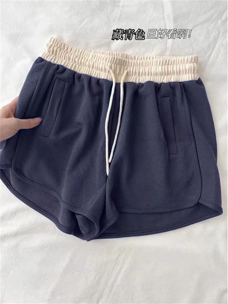 높은 품질 사선 무늬 슈퍼 화재 루즈핏 여성 반바지 여름 새로운 운동 허리밴드 와이드 레그 팬츠 핫 바지 캐주얼 바지 상세 이미지 5