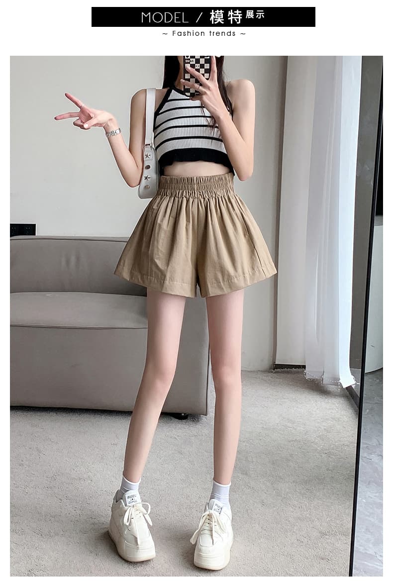워싱 면 100% 한국 동대문 하이웨이스트 넓은 다리가 짧다. 바지 여성 여름 새로운 한국 스타일 루즈핏 캐주얼 바지 여성 상세 이미지 8