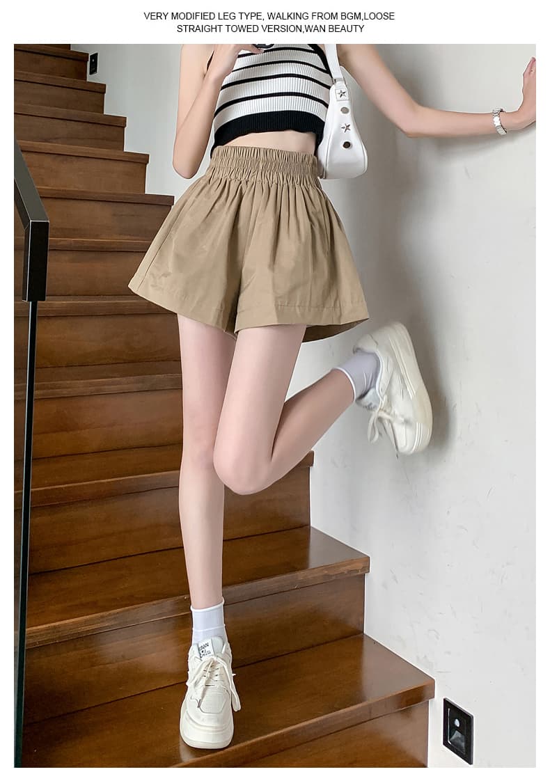 워싱 면 100% 한국 동대문 하이웨이스트 넓은 다리가 짧다. 바지 여성 여름 새로운 한국 스타일 루즈핏 캐주얼 바지 여성 상세 이미지 11