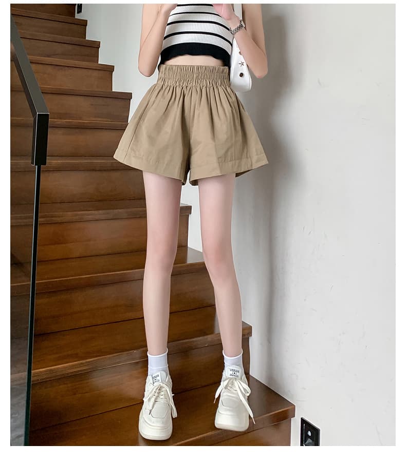 워싱 면 100% 한국 동대문 하이웨이스트 넓은 다리가 짧다. 바지 여성 여름 새로운 한국 스타일 루즈핏 캐주얼 바지 여성 상세 이미지 13