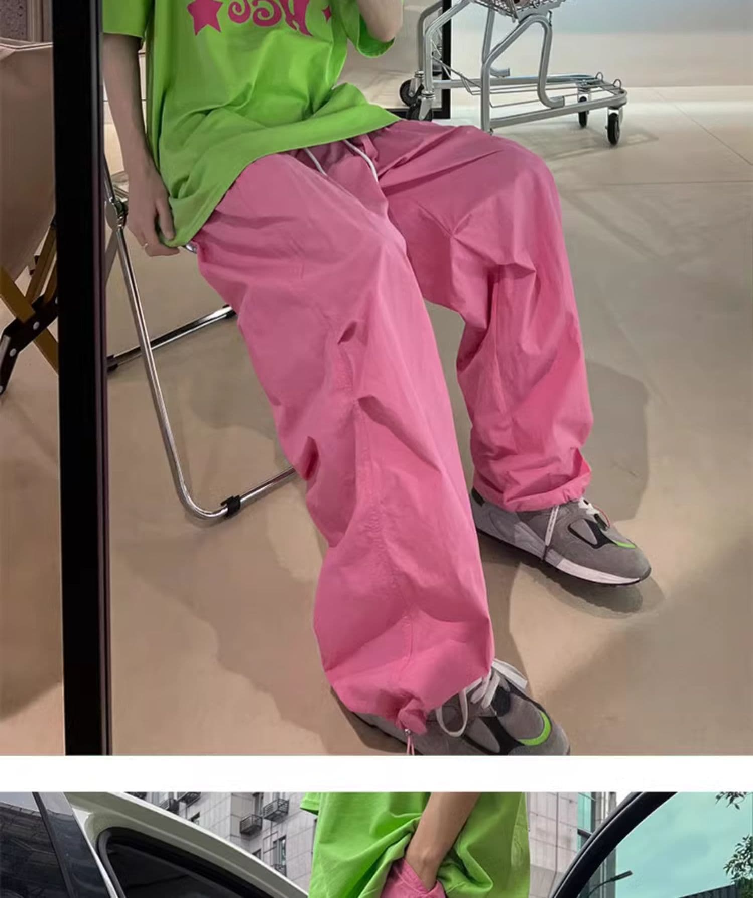 도파민 한국 동대문 패션 슈퍼 화재 여름 새로운 속도 건조한 운동 바지 여성 레저 바지 워크웨어 팬츠 상세 이미지 5