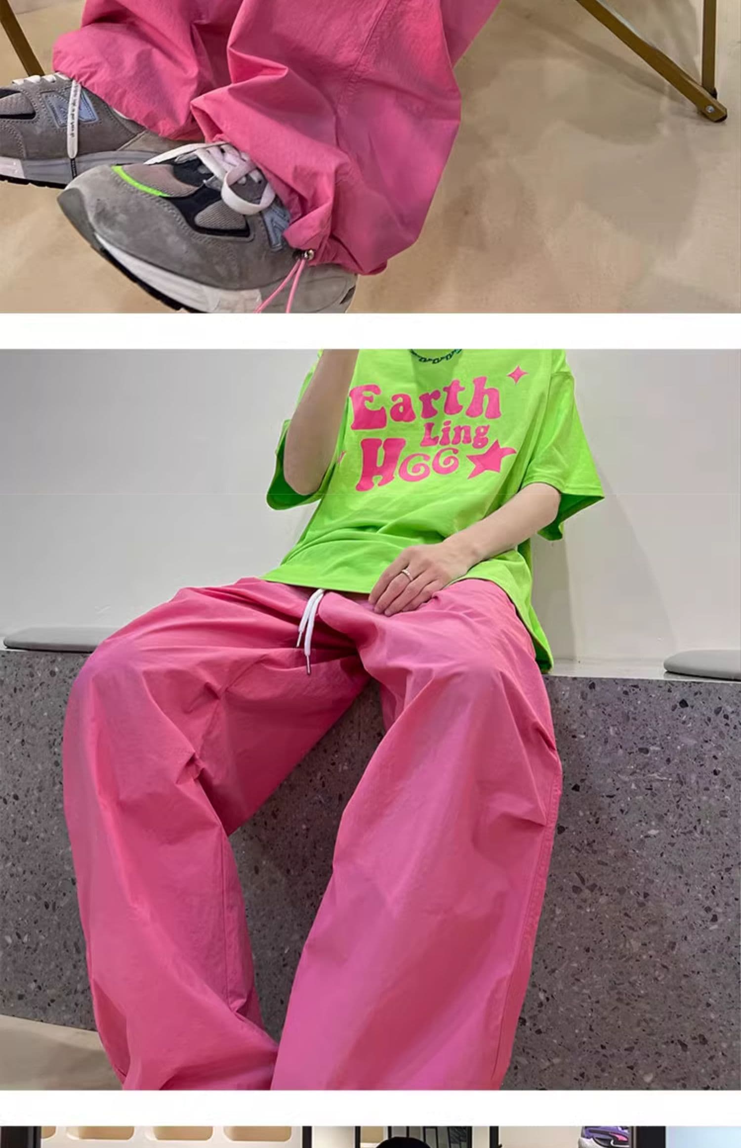 도파민 한국 동대문 패션 슈퍼 화재 여름 새로운 속도 건조한 운동 바지 여성 레저 바지 워크웨어 팬츠 상세 이미지 6