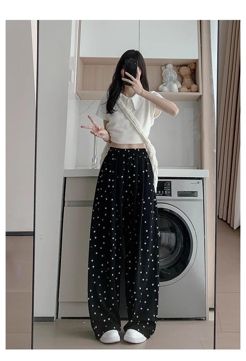 슈퍼 화재 회색 꽃무늬 야마모토 바지 아이들 가을 새로운 작은 키 학생 패션 루즈핏 캐주얼 와이드 레깅스 바지 상세 이미지 12