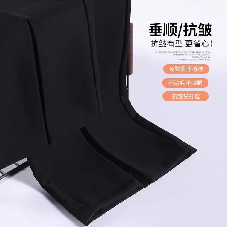 슈퍼 화재 검정색 트임 정장 바지 여성 하이웨이스트 바닥 청소 스트레이트 도루 센스 와이드 레그 팬츠 이른 가을 루즈핏 캐주얼 롱 바지 상세 이미지 7