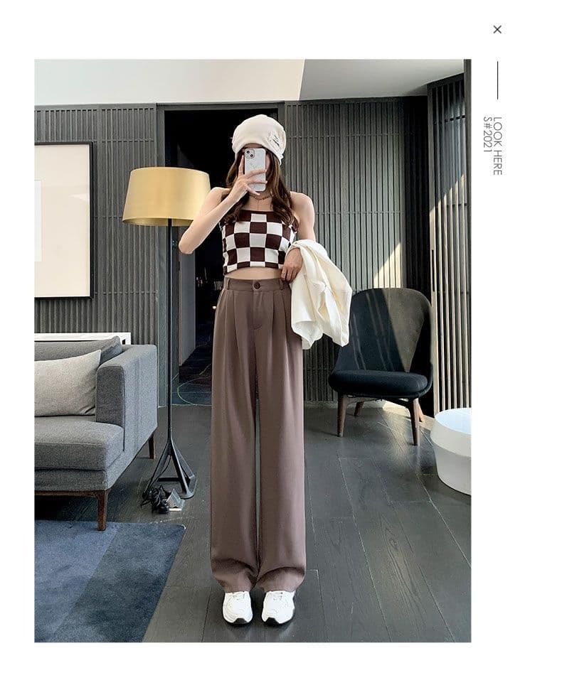 와이드 레깅스 바지 얇은 스타일 이른 가을 하이웨이스트 도루 센스 슬림해 보이는 스트레이트 캐주얼 작은 키 지퍼 정장 바지 고급 센스 상세 이미지 12