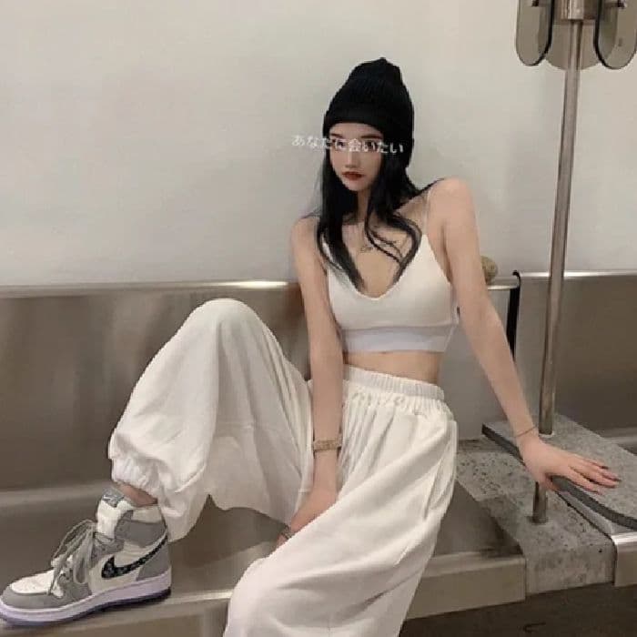 바지 여자 학생 루즈핏 운동 조거 바지 하라주쿠 스타일 슬림해 보이는 긴 바지 봄 가을 새로운 하이웨이스트 캐주얼 와이드 레그 팬츠 상세 이미지 12