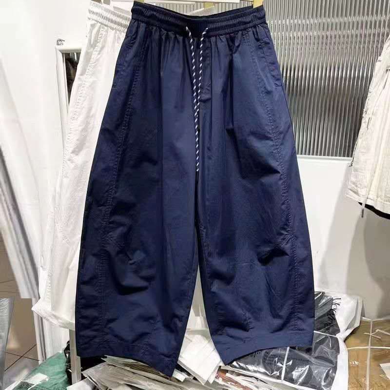한 부서 스트레이트 캐주얼 와이드 레깅스 바지 가을 새로운 얇은 스타일 볼륨 측면 속도 건조한 바지 하이웨이스트 슬림해 보이는 레트로 풍선 바지 상세 이미지 7