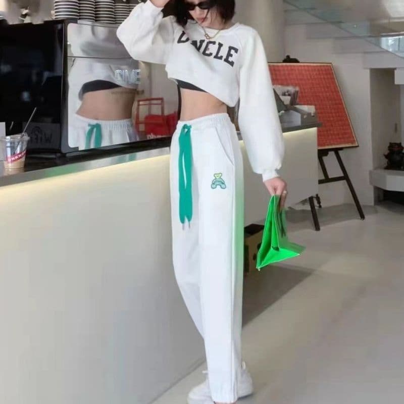 한국 동대문 가을 새로운 운동 바지 루즈핏 편안함 바지 9 포인트 캐주얼 하렘 바지 웨이 바지 자외선 차단 바지 상세 이미지 5
