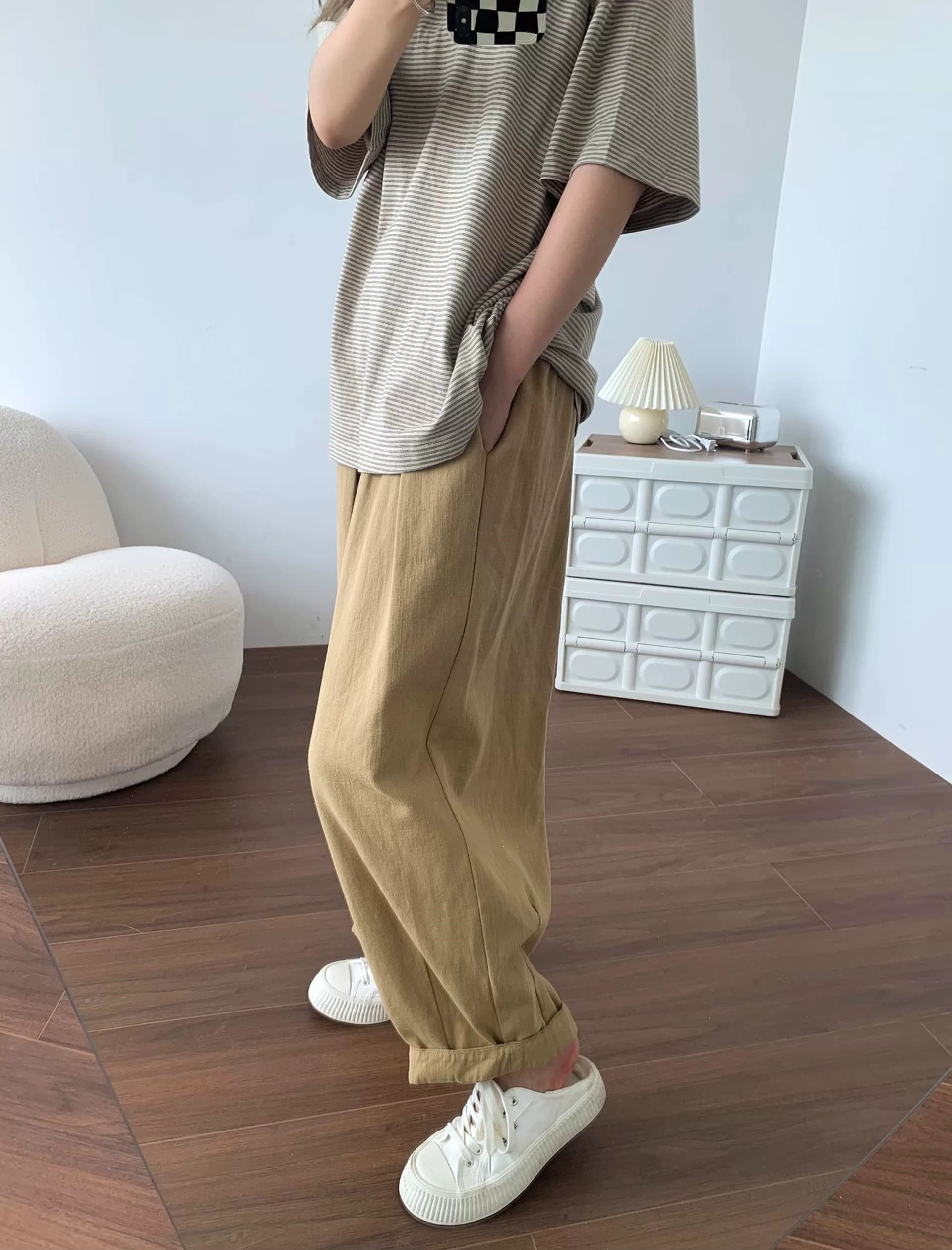 슈퍼 화재 일본식 면 린넨 와이드 레깅스 바지 루즈핏 편안함 할란 무 운동 바지 하이웨이스트 할머니 바지 워크웨어 팬츠 트렌디 상세 이미지 31