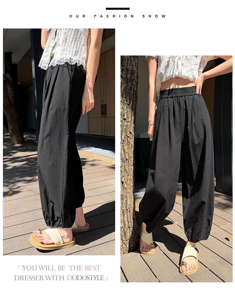 화이트 넓은 다리 풍선 9부 바지 여성 가을 자외선 차단 다용도 슬림해 보이는 배기 바지 느슨함 센스 조거 할란 바지 상세 이미지 15