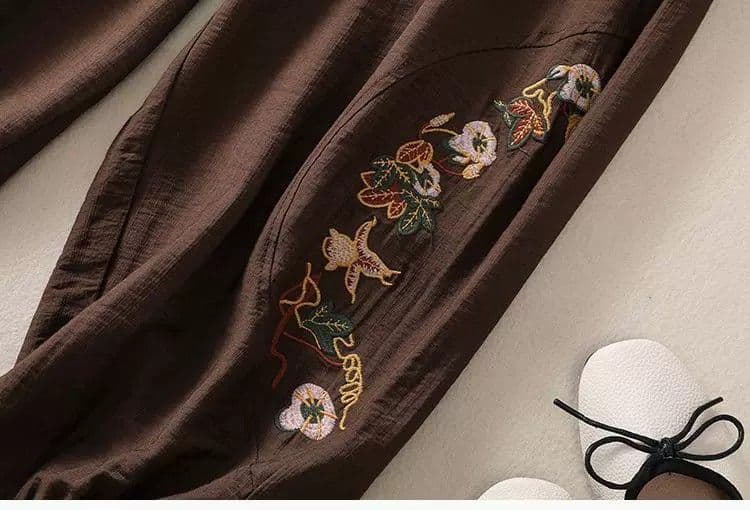중노년 엄마 자수 배기 바지 여성 가을 얇은 스타일 루즈핏 편안함 조거 배기 바지 캐주얼 9 포인트 바지 상세 이미지 20