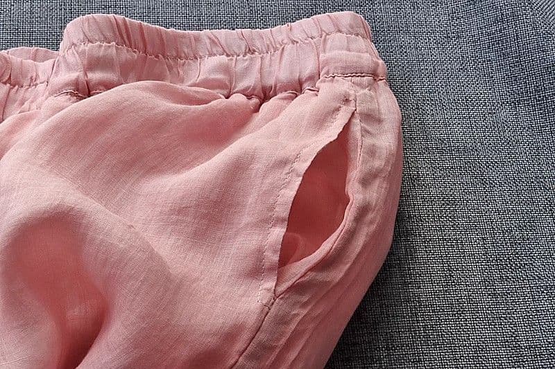 여름과 가을 문예 레트로 중식 문예 밴딩 루즈핏 면 린넨 자수 캐주얼 바지 여성 빅 사이즈 넓은 다리 9부 바지 상세 이미지 12