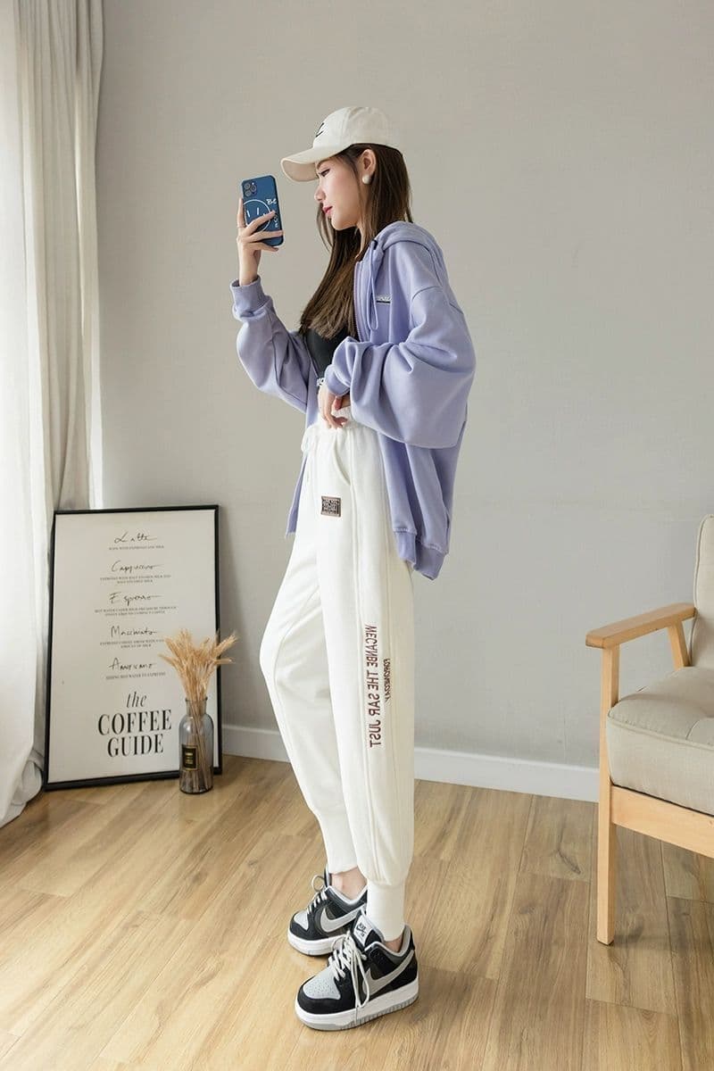 넓은 다리 새로운 봄 롱 바지 아이들 화이트 캐주얼 조거 바지 한국 스타일 루즈핏 다용도 트렌드 몸매 가꾸기 운동 바지 상세 이미지 38