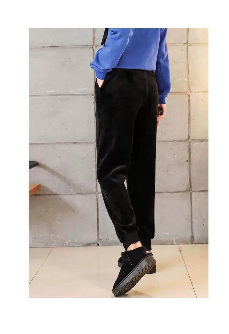 진짜 슈퍼 복합 금 갑옷 가을 겨울 털이 있고 두꺼운 운동 바지 여성 루즈핏 학생 웨이 바지 캐주얼 하렘 바지 상세 이미지 7
