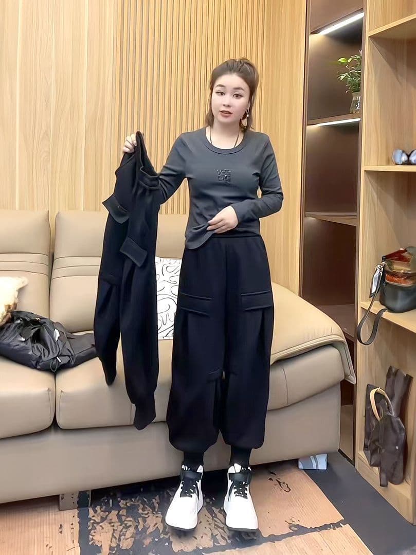 후아 면 복잡한 은 여우 플러시 보온 워크웨어 웨이 바지 아이들 2026 가을 겨울철 하렘 바지 털이 있고 두꺼운 캐주얼 바지 상세 이미지 9