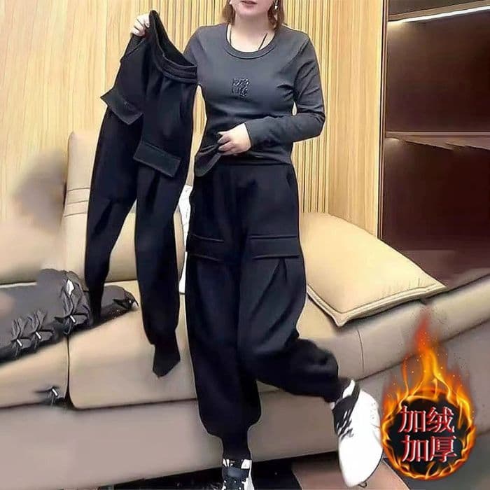 후아 면 복잡한 은 여우 플러시 보온 워크웨어 웨이 바지 아이들 2026 가을 겨울철 하렘 바지 털이 있고 두꺼운 캐주얼 바지 상세 이미지 11