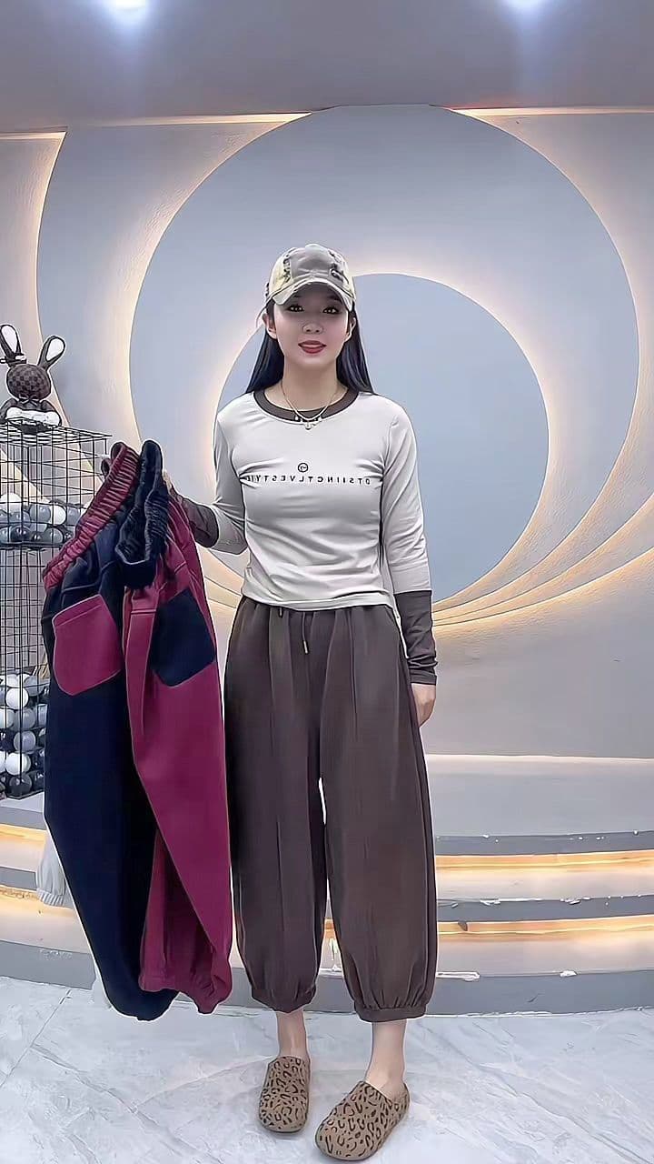 후아 면 복합 베이 베이 플러시 새로운 패치워크 허리 머리 웨이 바지 여성 털이 있는 조거 루즈핏 슬림해 보이는 9 포인트 하렘 바지 상세 이미지 9