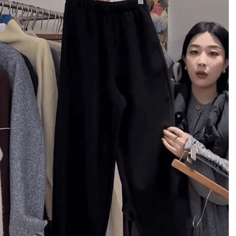 회색 털이 있는 모직 모통이 칼 와이드 레깅스 바지 가을 겨울 2026 새로운 부드러운 찹쌀 캐주얼 인기 바나나 낫 바지 상세 이미지 10