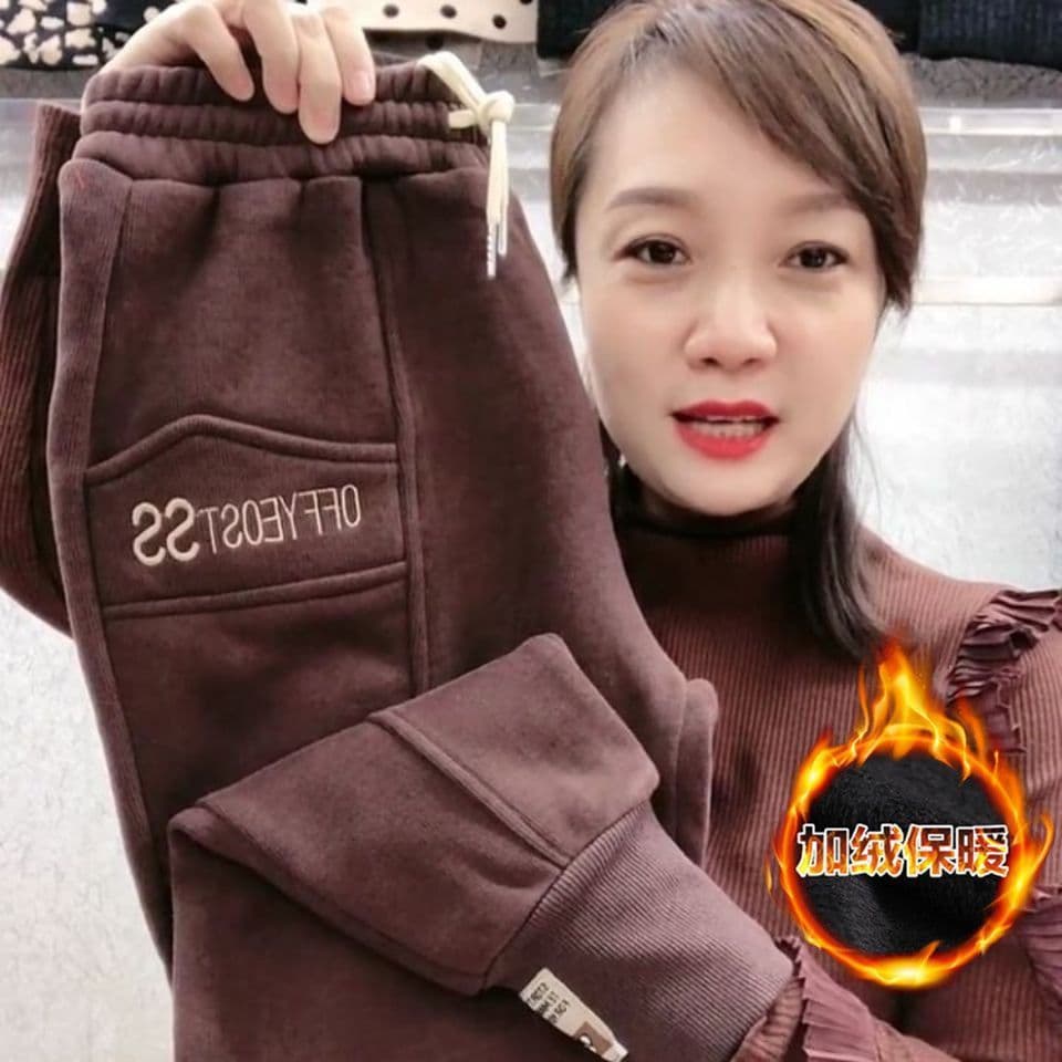 2026 가을 겨울철 털이 있고 두꺼운 웨이 바지 여성 빅 사이즈 루즈핏 슬림해 보이는 다용도 조거 하렘 바지 캐주얼 운동 바지 상세 이미지 8