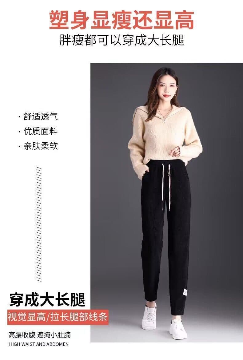 셰닐 캐주얼 바지 아이들 털이 있고 두꺼운 가을과 겨울 루즈핏 조거 바지 슈퍼 화재 새로운 하이웨이스트 하렘 바지 상세 이미지 7