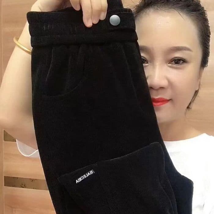 복합 은 여우 캐시미어 바지 아이들 가을 겨울철 털이 있고 두꺼운 조거 하렘 바지 루즈핏 하이웨이스트 슬림해 보이는 캐주얼 바지 상세 이미지 5