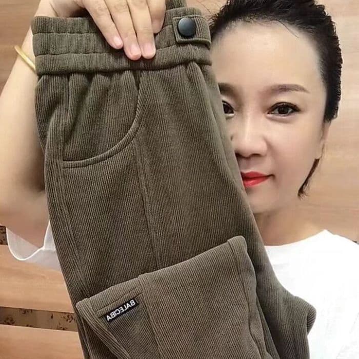 복합 은 여우 캐시미어 바지 아이들 가을 겨울철 털이 있고 두꺼운 조거 하렘 바지 루즈핏 하이웨이스트 슬림해 보이는 캐주얼 바지 상세 이미지 7