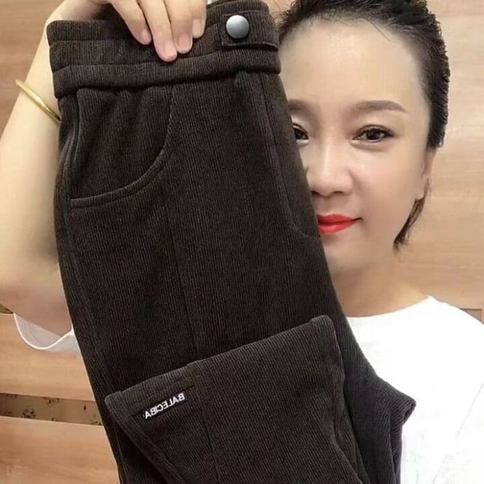복합 은 여우 캐시미어 바지 아이들 가을 겨울철 털이 있고 두꺼운 조거 하렘 바지 루즈핏 하이웨이스트 슬림해 보이는 캐주얼 바지 상세 이미지 9
