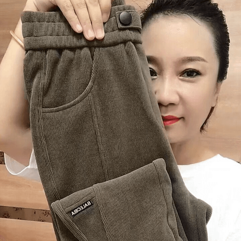 복합 은 여우 캐시미어 바지 아이들 가을 겨울철 털이 있고 두꺼운 조거 하렘 바지 루즈핏 하이웨이스트 슬림해 보이는 캐주얼 바지 상세 이미지 18