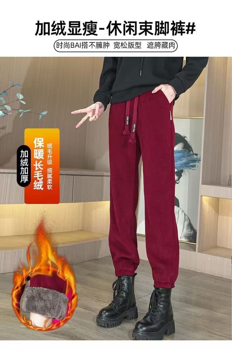 복잡한 양 타조 울 루즈핏 캐주얼 바지 여자 2026 년 봄 가을 새로운 나인 红卫 바지 여성 할란 운동 바지 상세 이미지 2