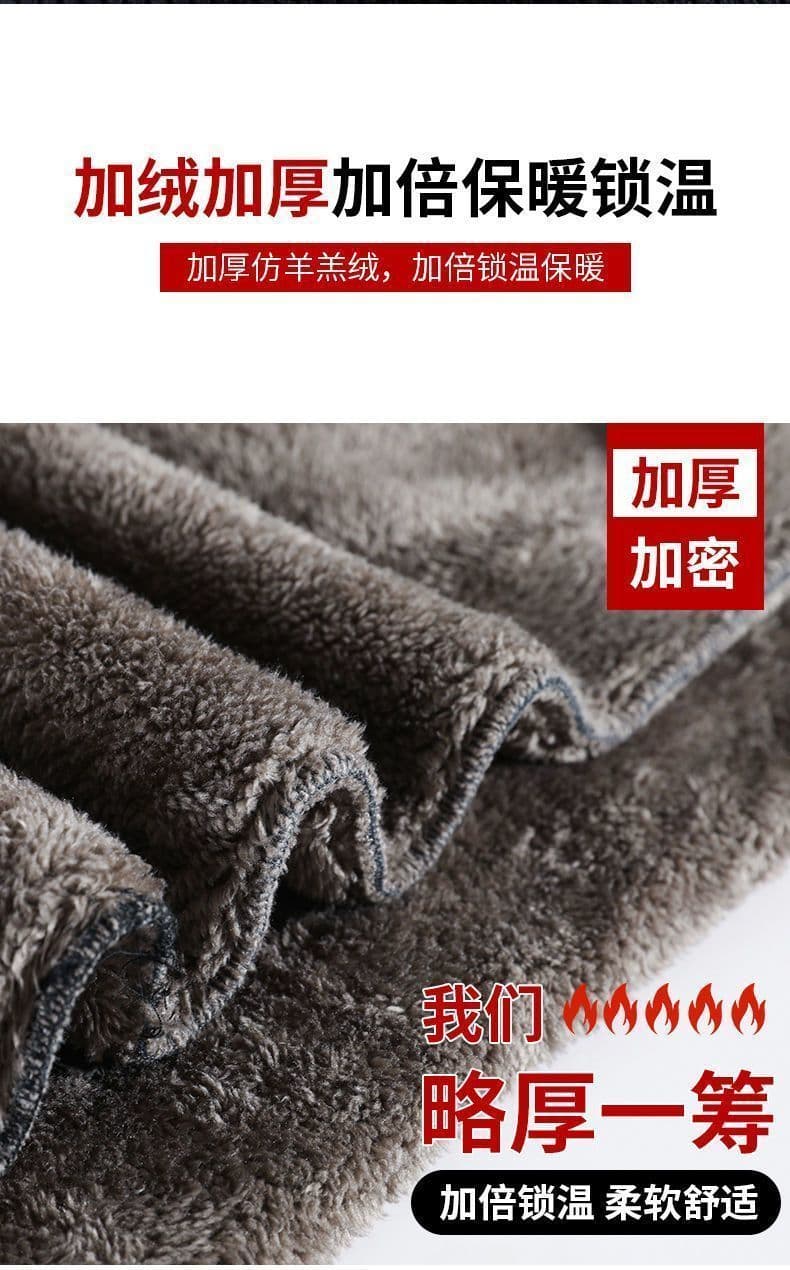 복잡한 양 타조 울 털이 있고 두꺼운 넓은 다리 여성 가을 겨울철 보온 캐주얼 바지 루즈핏 슬림해 보이는 하이웨이스트 스트레이트 팬츠 상세 이미지 10