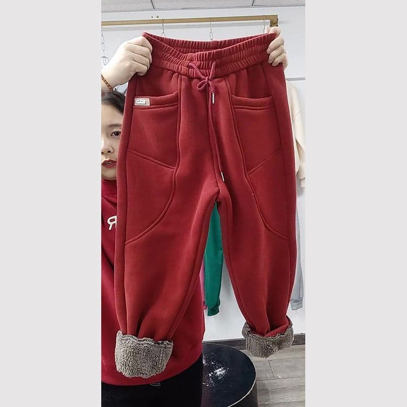 복잡한 양 타조 울 2026 새로운 털이 있고 두꺼운 바지 털이 있는 조거 여성 가을 겨울 새로운 웨이 바지 고급 바지 상세 이미지 9