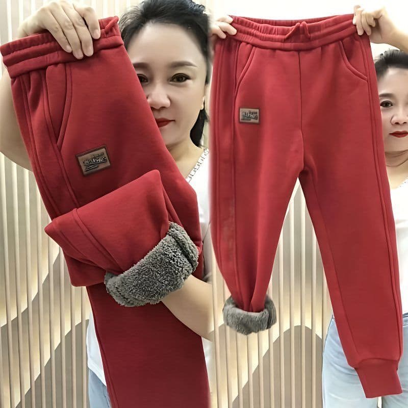복잡한 양 타조 울 털이 있는 중노년 엄마 따뜻한 바지 여성 가을 겨울철 새로운 두꺼운 웨이 바지 외출용 하렘 바지 이미지 2