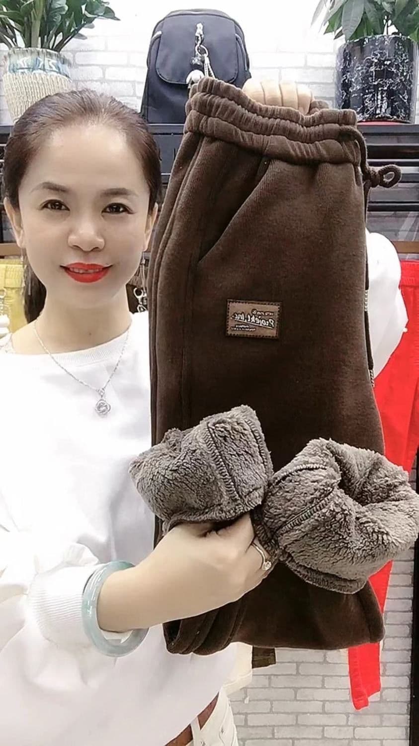 복잡한 양 타조 울 털이 있는 중노년 엄마 따뜻한 바지 여성 가을 겨울철 새로운 두꺼운 웨이 바지 외출용 하렘 바지 상세 이미지 11